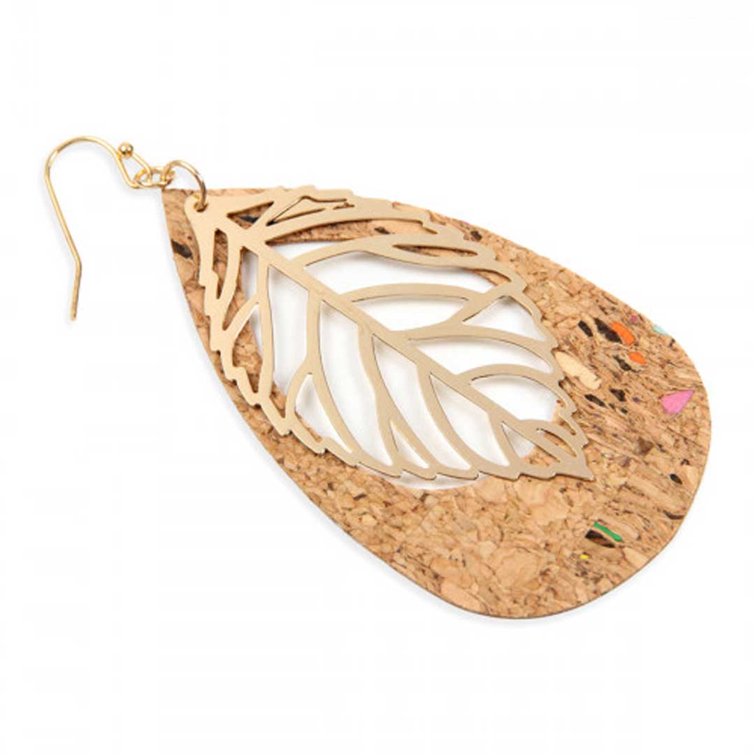 Cork Teardrop Leaf Earrings, Accessories, Accessories, Earrings, Leaf, Teardrop - Miah & Elliott