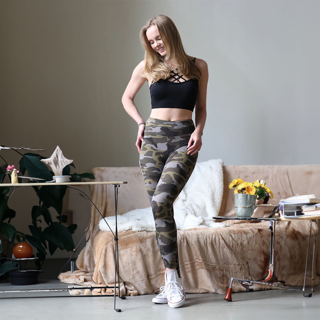 Army premium camouflage microfiber leggings, Pants, Bottoms, camo, Curvy, Leggings, Pants, Woman apparel, Womens clothing - Miah & Elliott