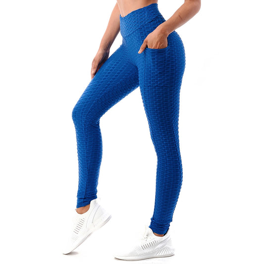 Honeycomb High Waist Butt Lift Leggings, Pants, Black, Blue, Bottoms, Curvy, Leggings, Woman apparel, Womens clothing - Miah & Elliott