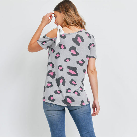 Cold Shoulder Leopard Top, Top, Curvy, Leopard, Pink, Top, Woman apparel, Women's top, Womens clothing - Miah & Elliott