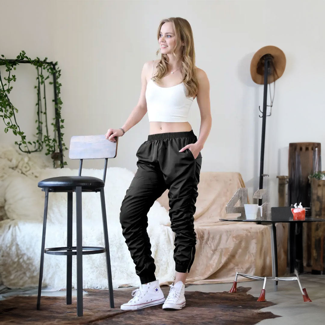 Ruched Pants, Pants, Black, Bottoms, Pants, Woman apparel, Womens clothing - Miah & Elliott