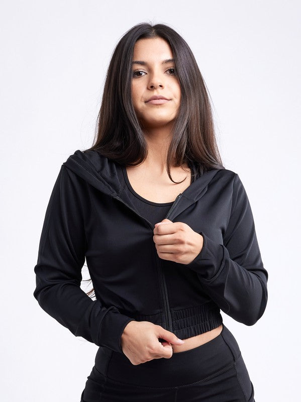 Athletic Zip-Up Crop Hoodie Jacket, Hoodie, Performance Jackets - Miah & Elliott