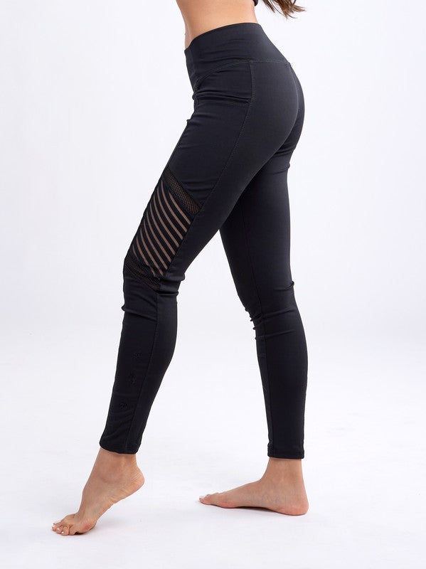 High-Waisted Workout Leggings with Mesh Panels, Pants, Bottoms, Leggings, Pants, Womens clothing - Miah & Elliott