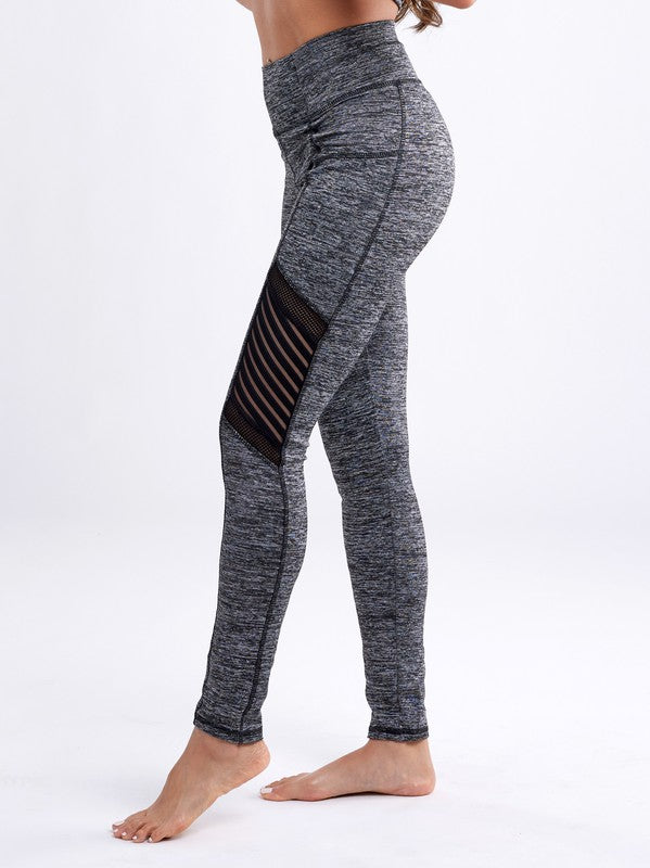 High-Waisted Workout Leggings with Mesh Panels, Pants, Bottoms, Leggings, Pants, Womens clothing - Miah & Elliott