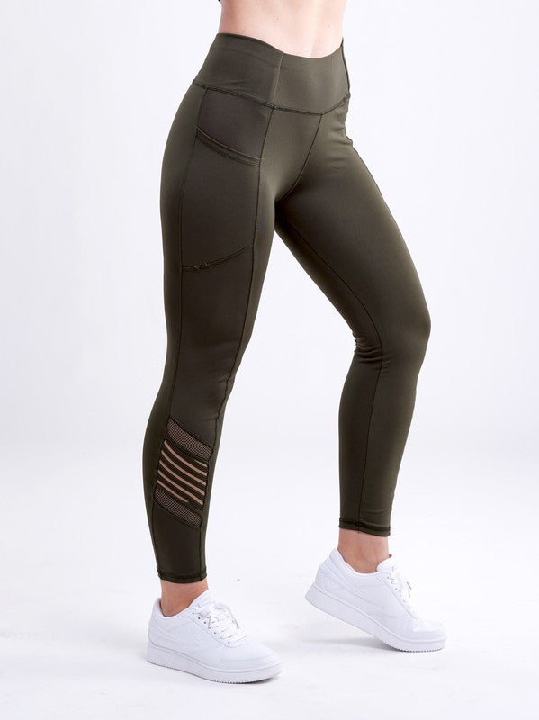 High-Waisted Workout Leggings with Mesh Panels, Pants, Bottoms, Leggings, Pants, Womens clothing - Miah & Elliott