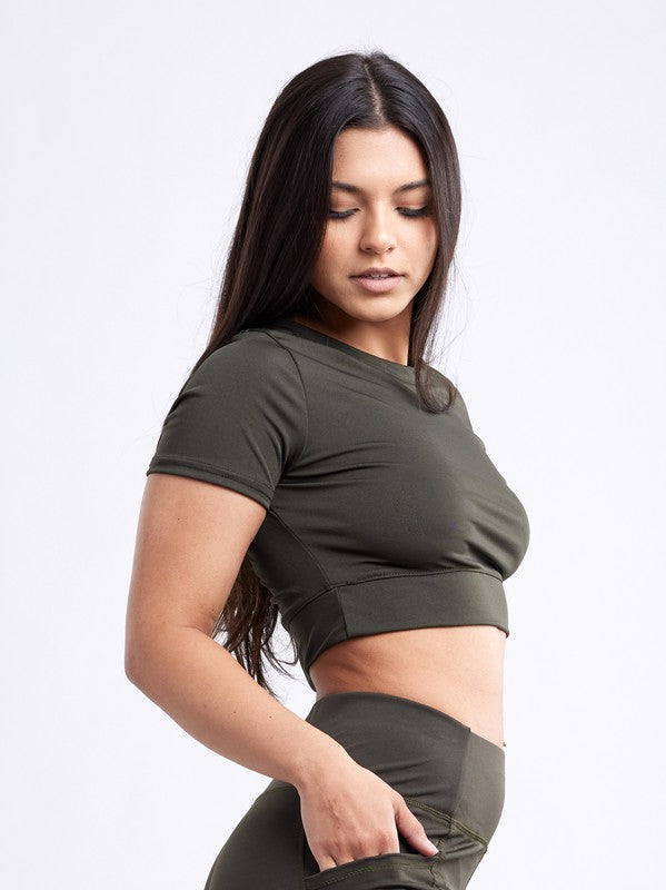 Short-Sleeve Crop Top, Top, Active Tops - Miah & Elliott