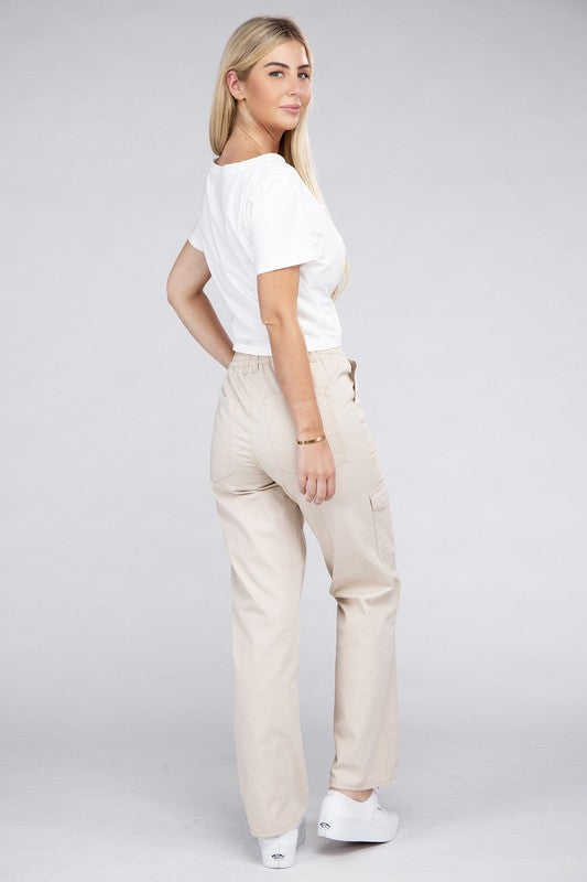 Everyday Wear Elastic-Waist Cargo Pants, , Casual Pants, FashionGo Dropshipping - Miah & Elliott