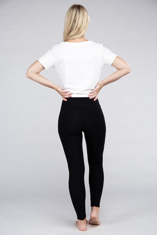 Active Leggings Featuring Concealed Pockets, Pants, Black, Bottoms, Leggings, Pants, Woman apparel, Womens clothing - Miah & Elliott