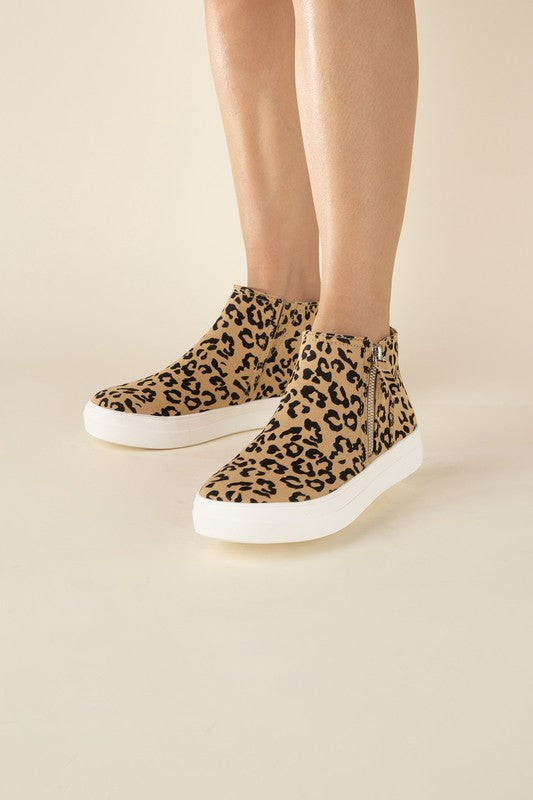 Route-S High Top Leopard Sneakers, Shoes, casual, high top, Leopard, Shoes, Sneakers - Miah & Elliott