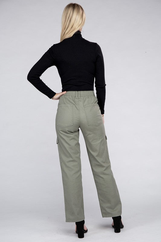 Everyday Wear Elastic-Waist Cargo Pants, , Casual Pants, FashionGo Dropshipping - Miah & Elliott