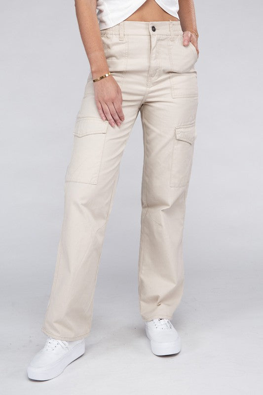 Everyday Wear Elastic-Waist Cargo Pants, , Casual Pants, FashionGo Dropshipping - Miah & Elliott