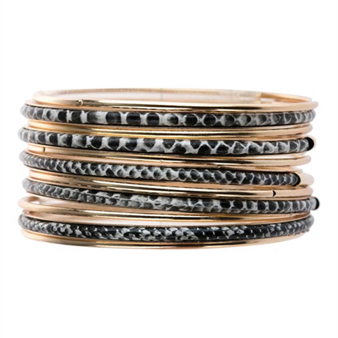 Snake Print Bangles Bracelet Set, Accessories, Accessories, Bracelet set, Snake Skin - Miah & Elliott