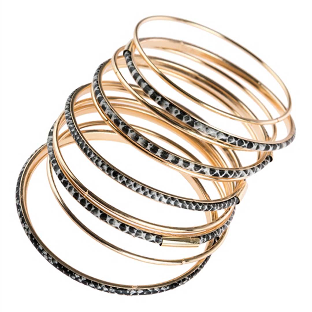 Snake Print Bangles Bracelet Set, Accessories, Accessories, Bracelet set, Snake Skin - Miah & Elliott