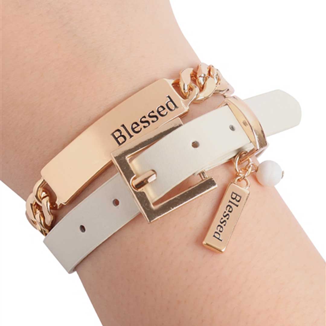 Blessed Charm Long Chain-Leather Bracelet, Accessories, Accessories, Bracelet, Bracelet set, Necklace - Miah & Elliott