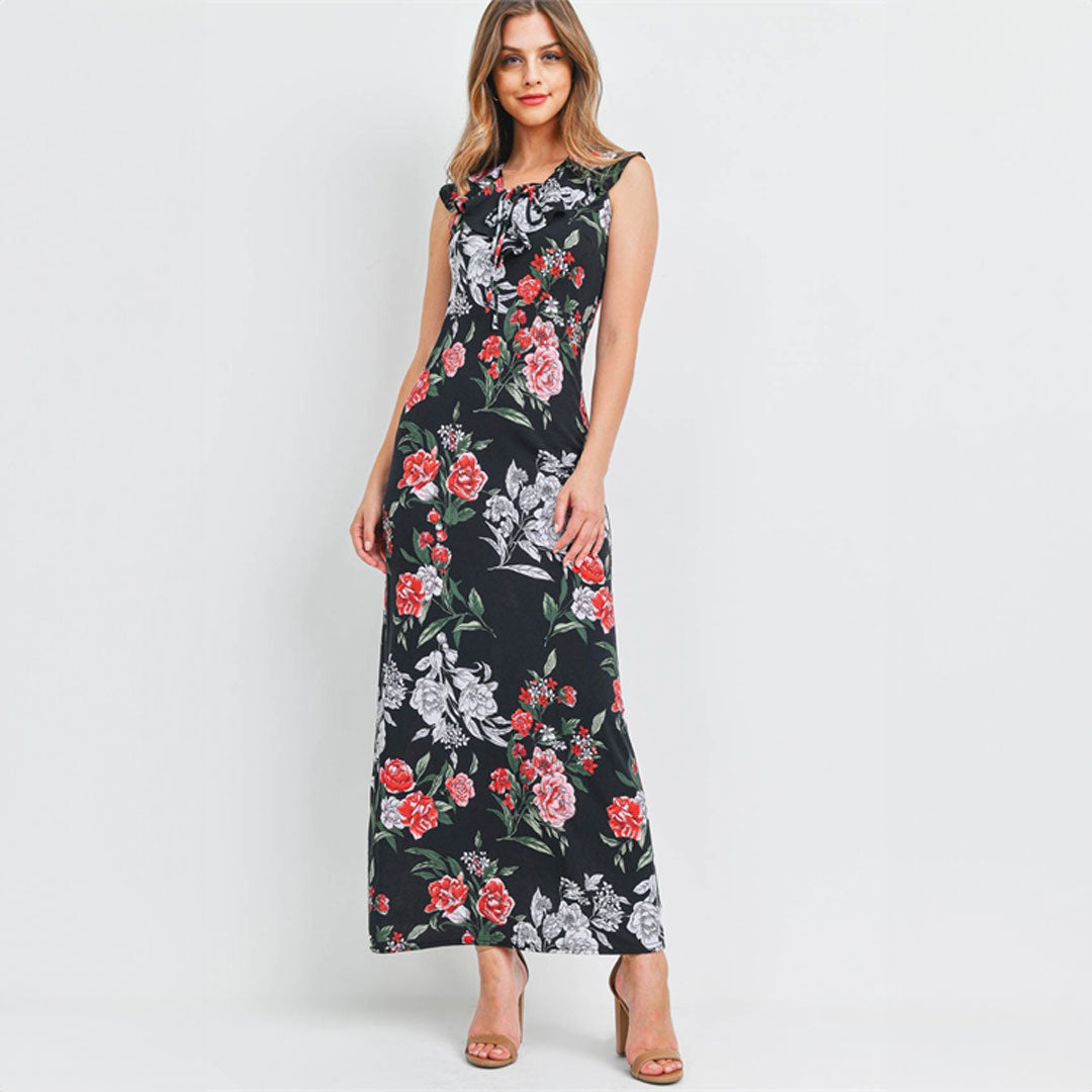 Black Flower Maxi Dress, Dress, Black, Dress, Floral, Maxi Dress, Woman apparel, Womens clothing - Miah & Elliott