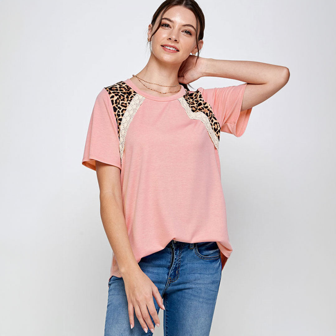 Mauve Top, Top, Curvy, Cute top, Leopard, Pink, Top, With curves, Woman apparel, Women's top, Womens clothing - Miah & Elliott