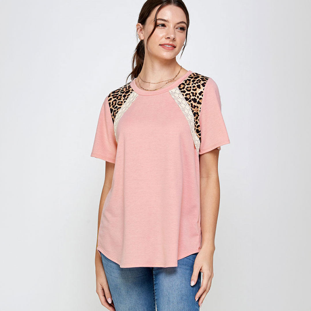 Mauve Top, Top, Curvy, Cute top, Leopard, Pink, Top, With curves, Woman apparel, Women's top, Womens clothing - Miah & Elliott