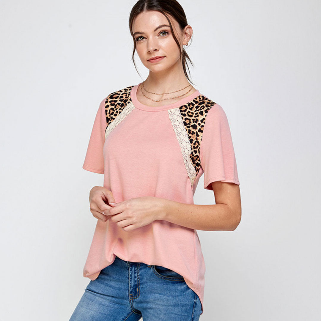 Mauve Top, Top, Curvy, Cute top, Leopard, Pink, Top, With curves, Woman apparel, Women's top, Womens clothing - Miah & Elliott