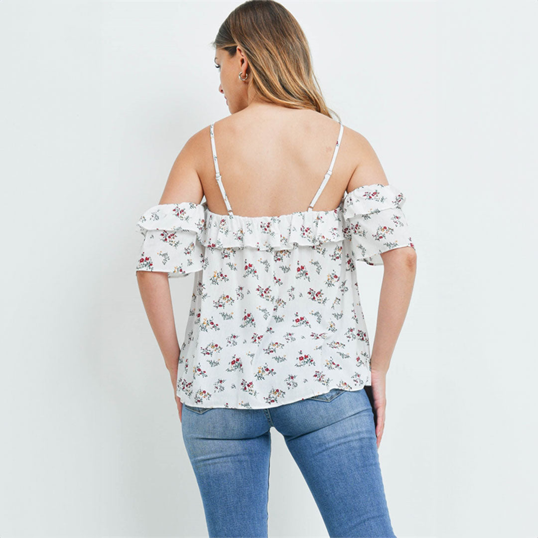 Ivory Floral Top, Top, Cute top, Floral, Ivory top, Top, Woman apparel, Women's top, Womens clothing - Miah & Elliott