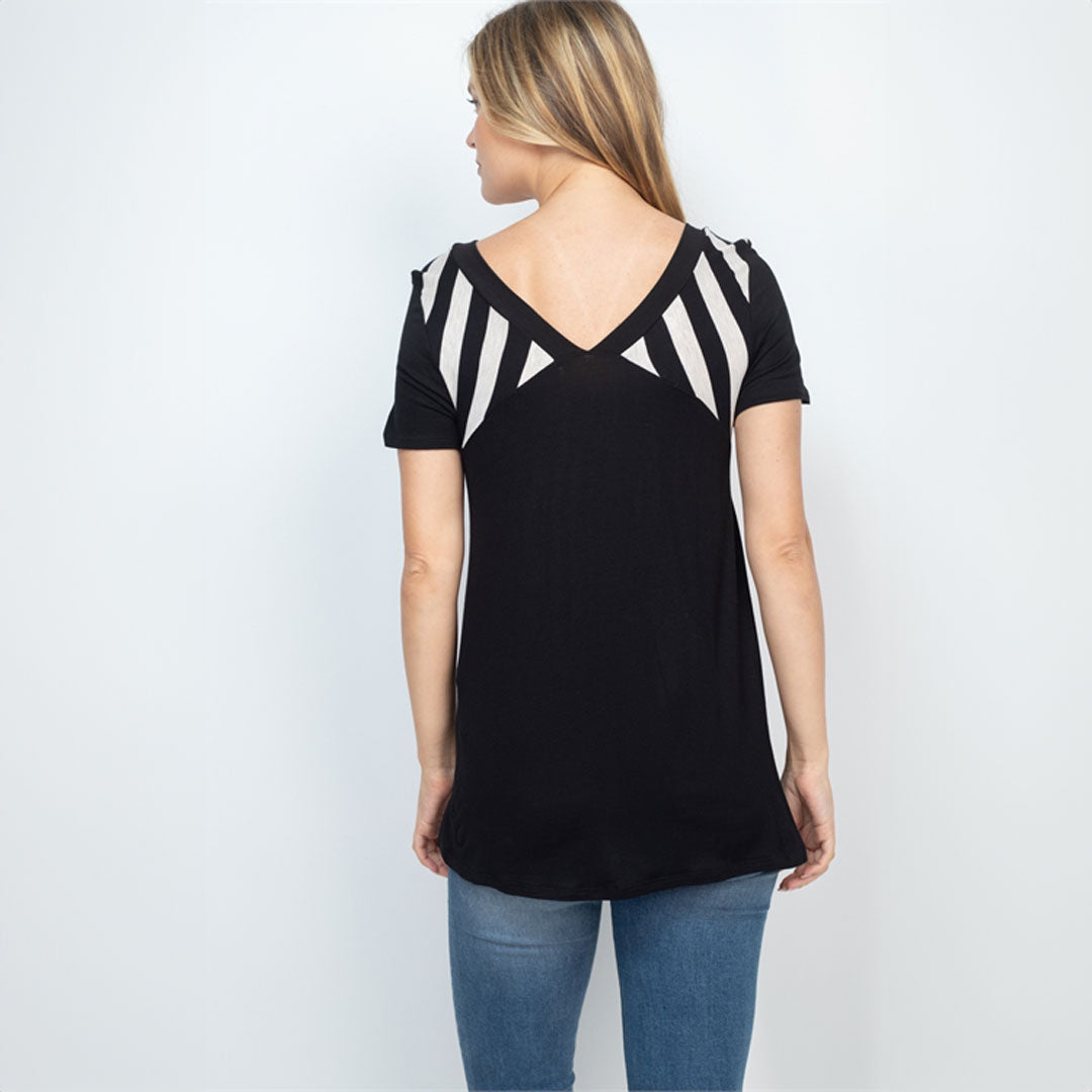 Black Oatmeal Top, Top, Black top, Stripe top, Top, Woman apparel, Women's top, Womens clothing - Miah & Elliott