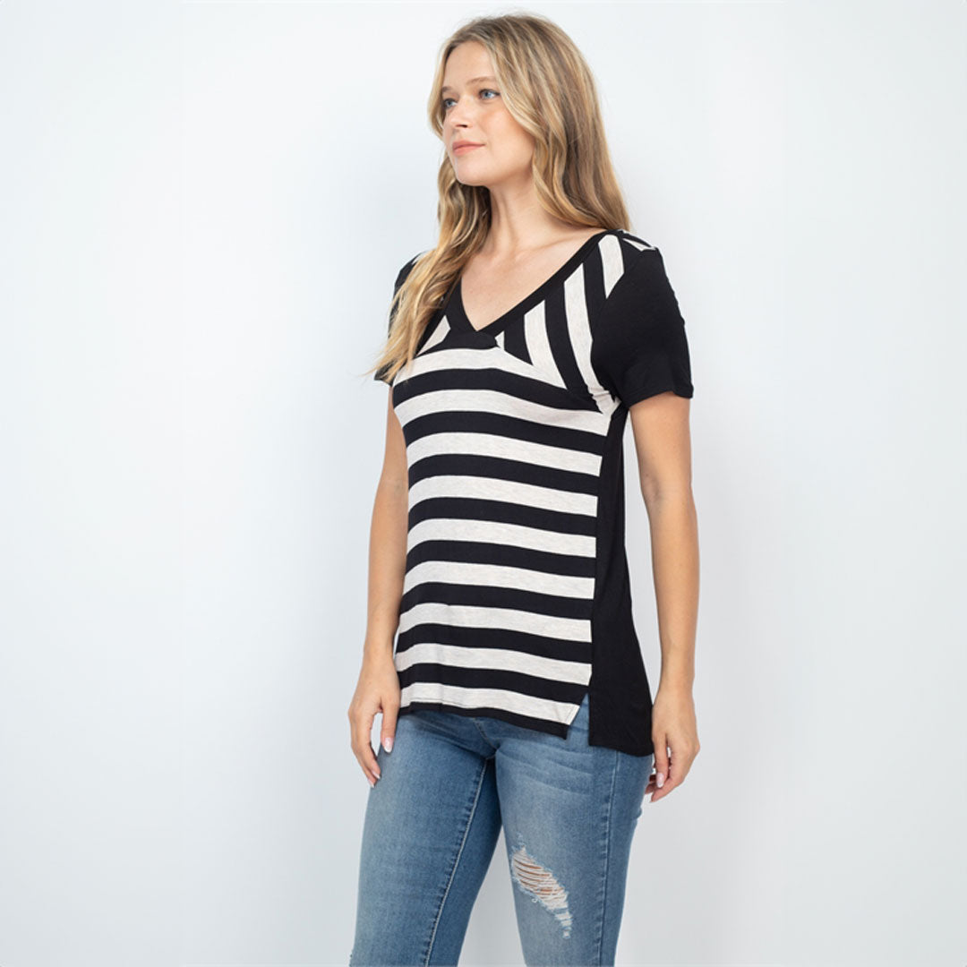 Black Oatmeal Top, Top, Black top, Stripe top, Top, Woman apparel, Women's top, Womens clothing - Miah & Elliott