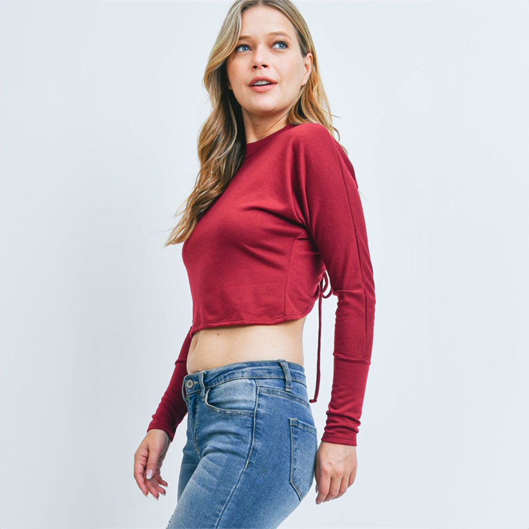 Burgundy Crop Top, Top, Burgundy, Crop top, Cute top, Top, Woman apparel, Women's top, Womens clothing - Miah & Elliott