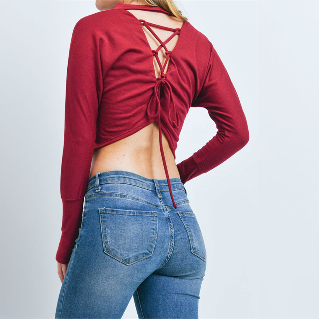 Burgundy Crop Top, Top, Burgundy, Crop top, Cute top, Top, Woman apparel, Women's top, Womens clothing - Miah & Elliott