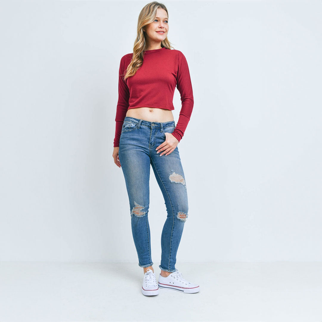 Burgundy Crop Top, Top, Burgundy, Crop top, Cute top, Top, Woman apparel, Women's top, Womens clothing - Miah & Elliott