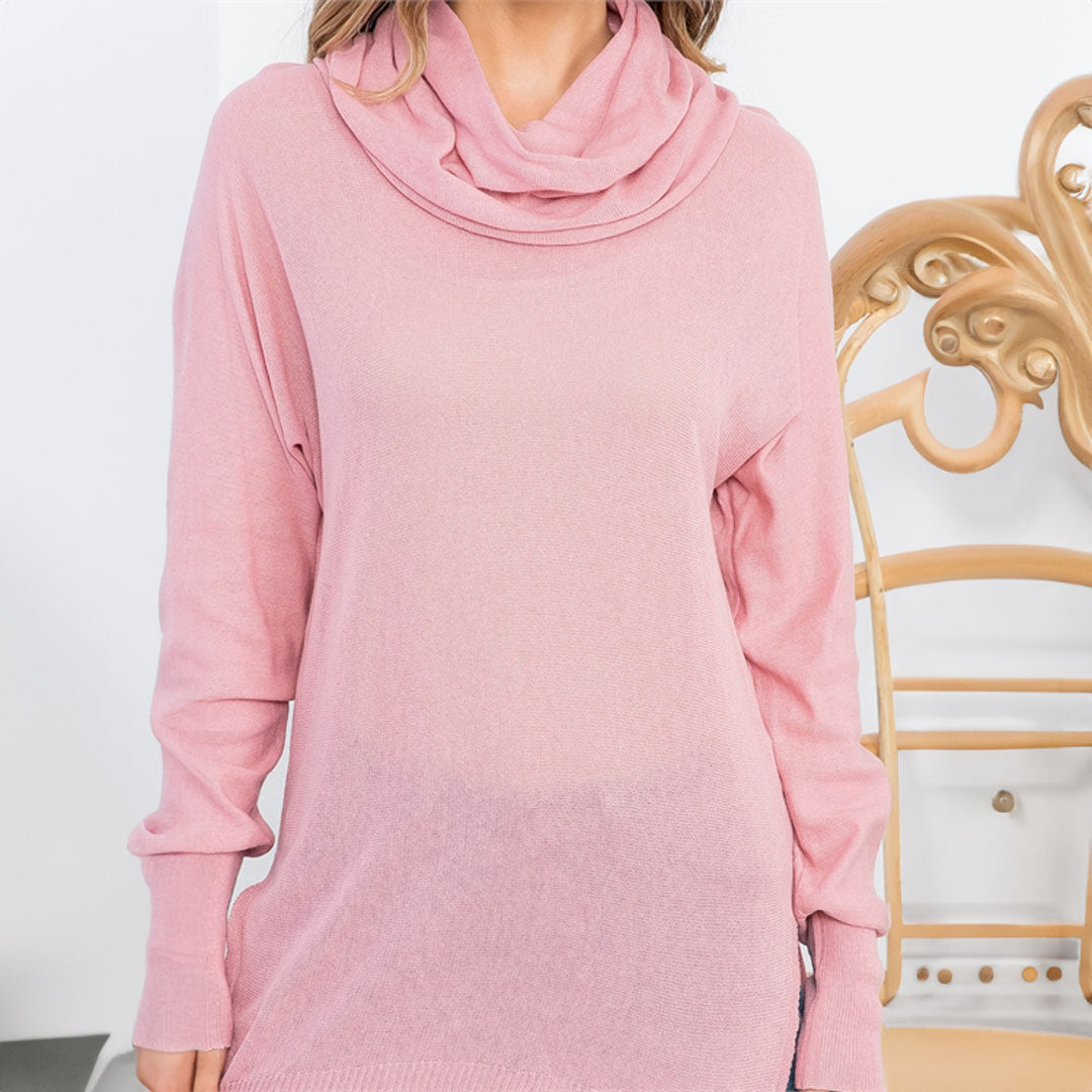 Pink High Neck Knit Top, Top, Cute top, Pink, winter, Woman apparel, Women's top, Womens clothing - Miah & Elliott