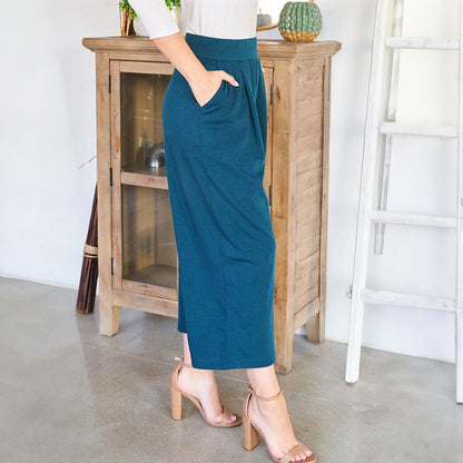 Wide Leg Midi Gaucho Pants, Pants, Green, Midi, Pants, Wide leg, Woman apparel, Womens clothing - Miah & Elliott