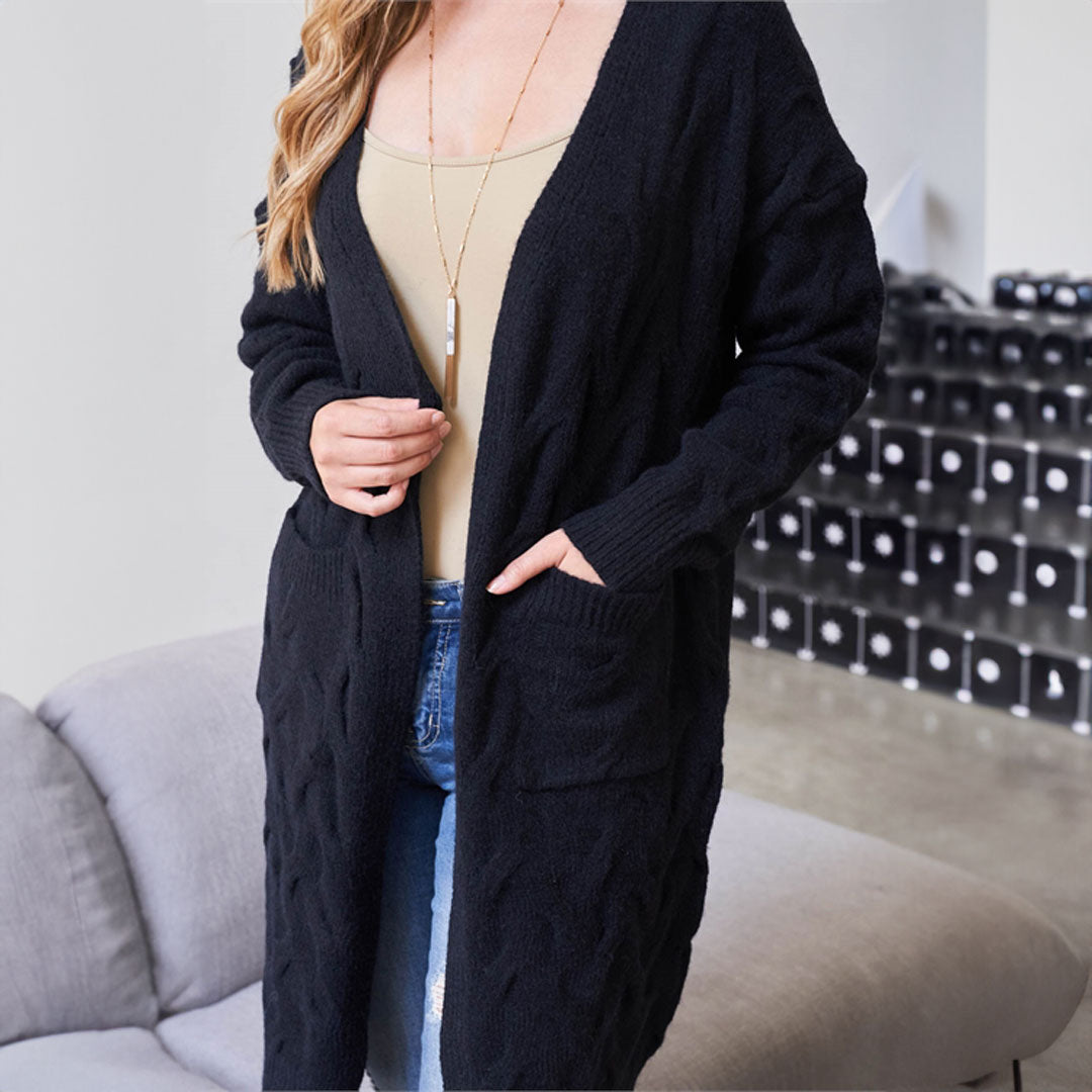 Black Knit Cardigan, Coat, Black top, Cardigan, winter, Woman apparel, Women's top, Womens clothing - Miah & Elliott