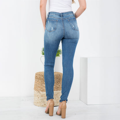 Front Button High Rise Skinny Jeans, Pants, Blue, Bottoms, Jeans, Pants, Woman apparel, Womens clothing - Miah & Elliott