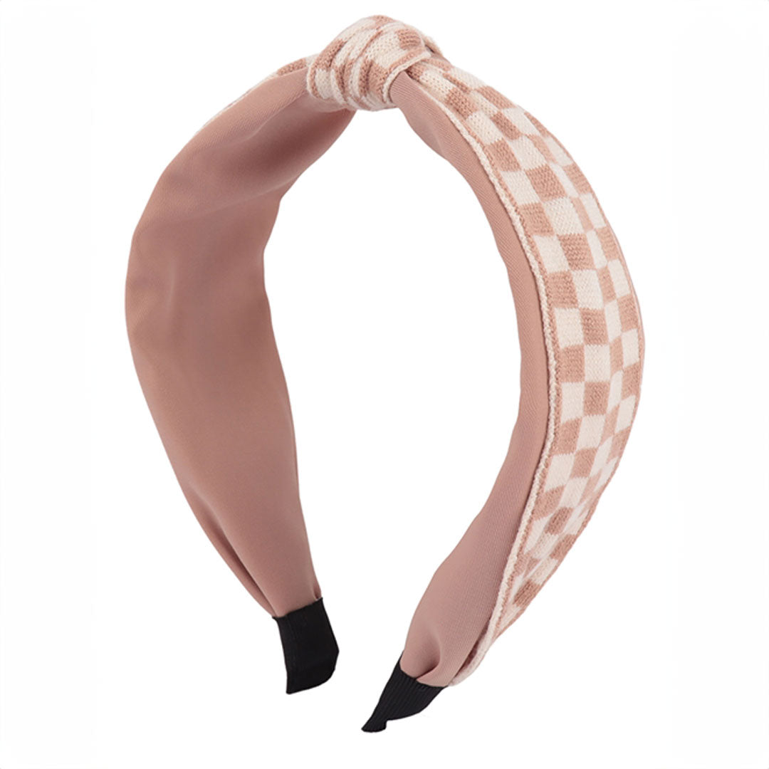Checkered Headband, Accessories, Accessories, Black, Headband, Ivory - Miah & Elliott