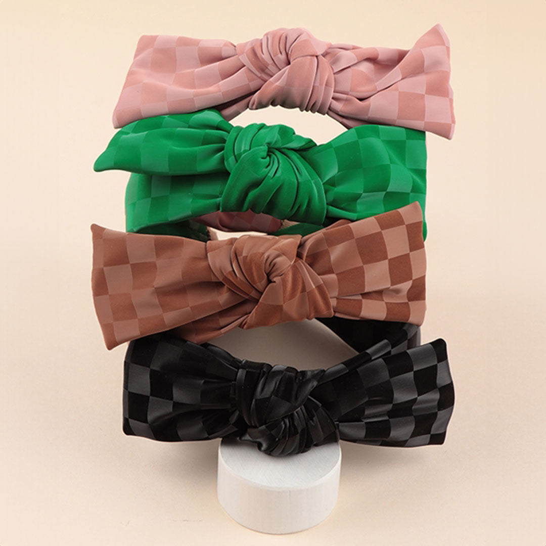 Ribbon Checker Headband, Accessories, Accessories, Black, brown, Green, Headband, Pink - Miah & Elliott