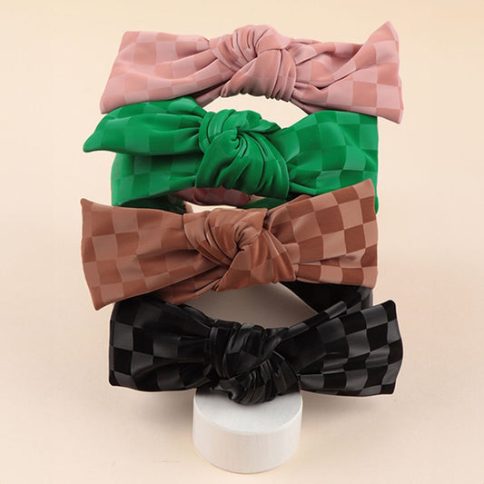 Ribbon Checker Headband, Accessories, Accessories, Black, brown, Green, Headband, Pink - Miah & Elliott