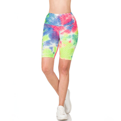 Honeycomb Tie Dye Bike Shorts, Shorts, Biker shorts, Curvy, Shorts, Tie Dye, Woman apparel, Womens clothing - Miah & Elliott