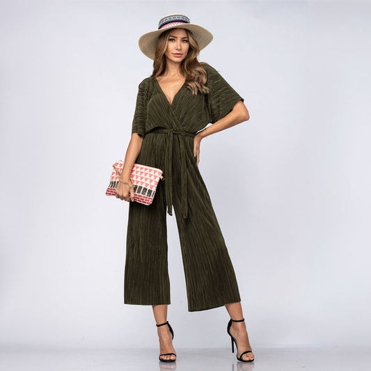 Olive Surplice Jumpsuit, Jumpsuit, Jumpsuit, Olive, Woman apparel, Womens clothing - Miah & Elliott