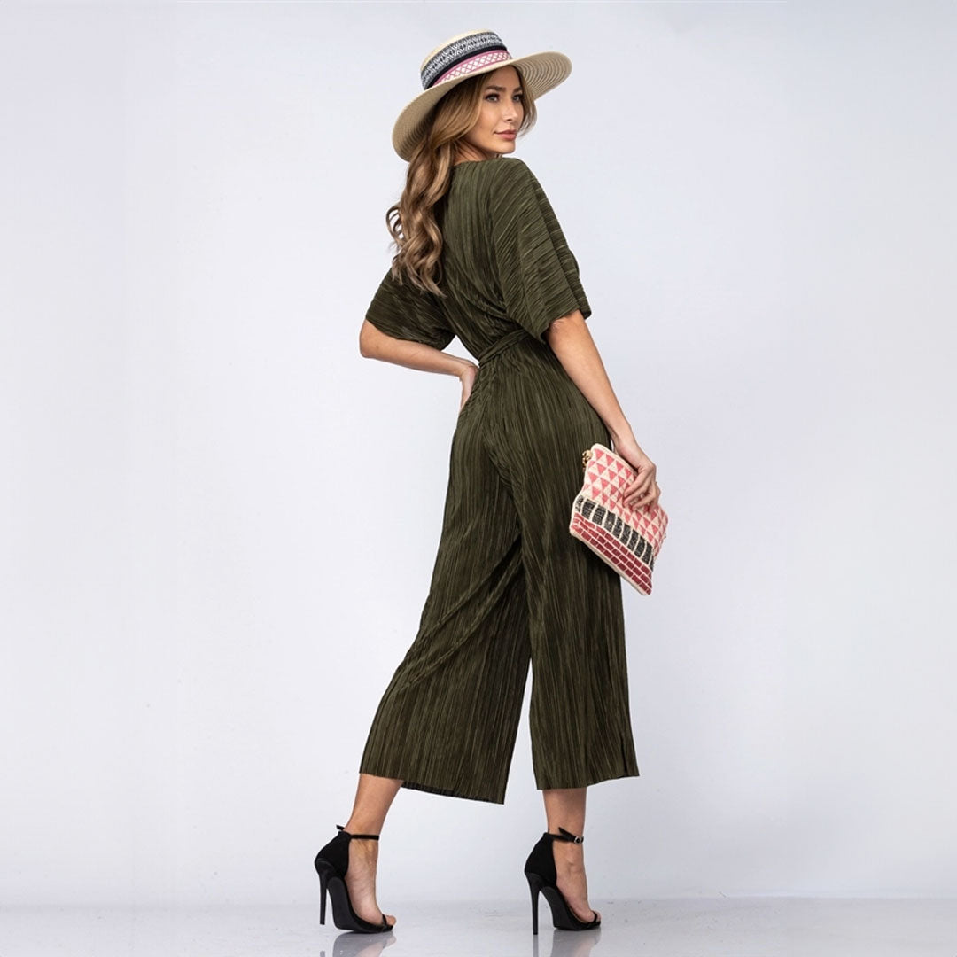 Olive Surplice Jumpsuit, Jumpsuit, Jumpsuit, Olive, Woman apparel, Womens clothing - Miah & Elliott