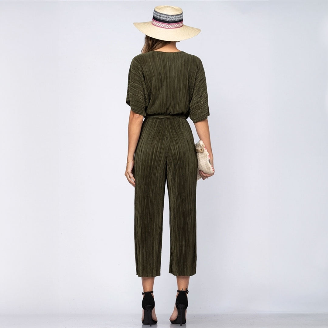 Olive Surplice Jumpsuit, Jumpsuit, Jumpsuit, Olive, Woman apparel, Womens clothing - Miah & Elliott