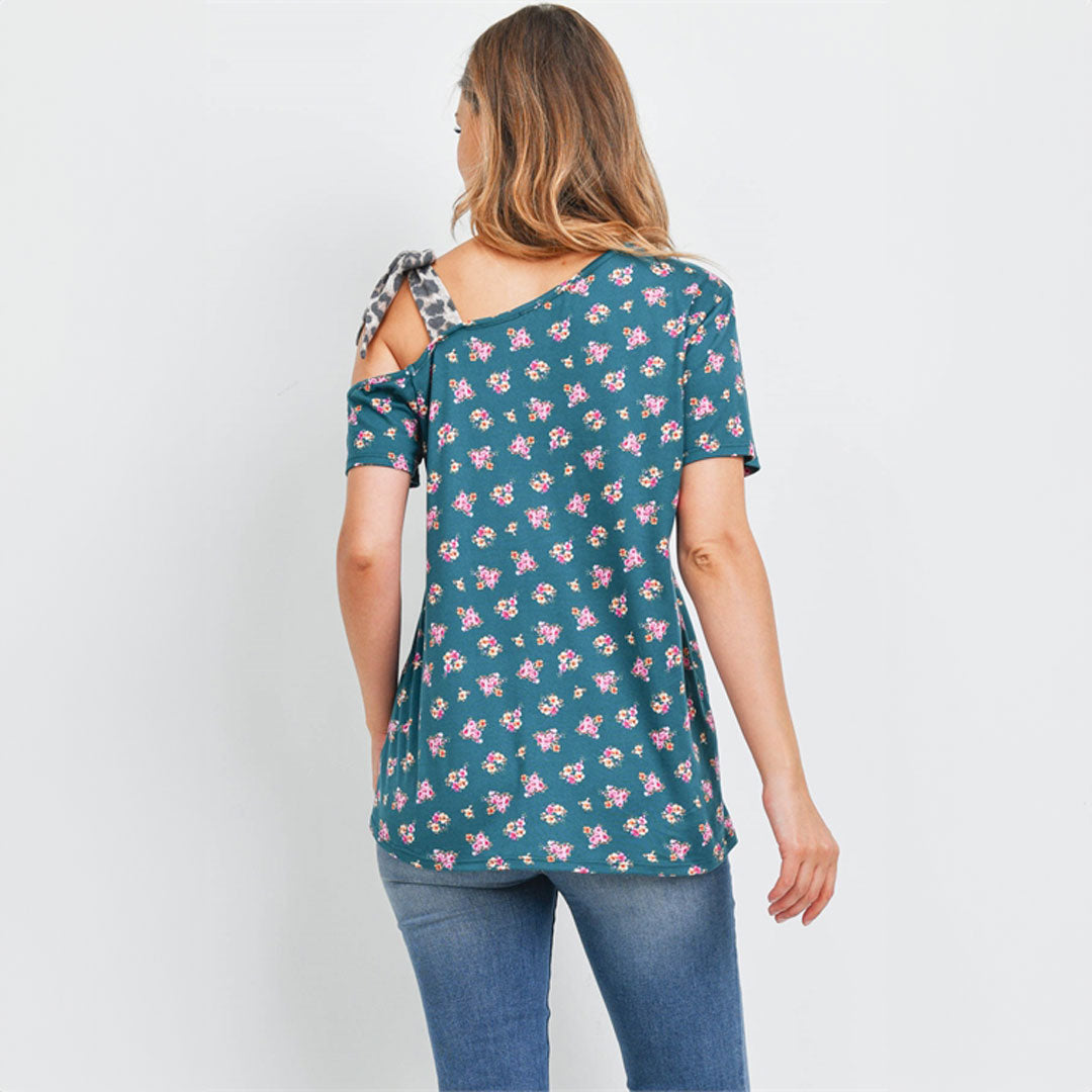 Cold Shoulder Floral Top, Top, Curvy, Cute top, Floral, Top, With curves, Woman apparel, Women's top, Womens clothing - Miah & Elliott