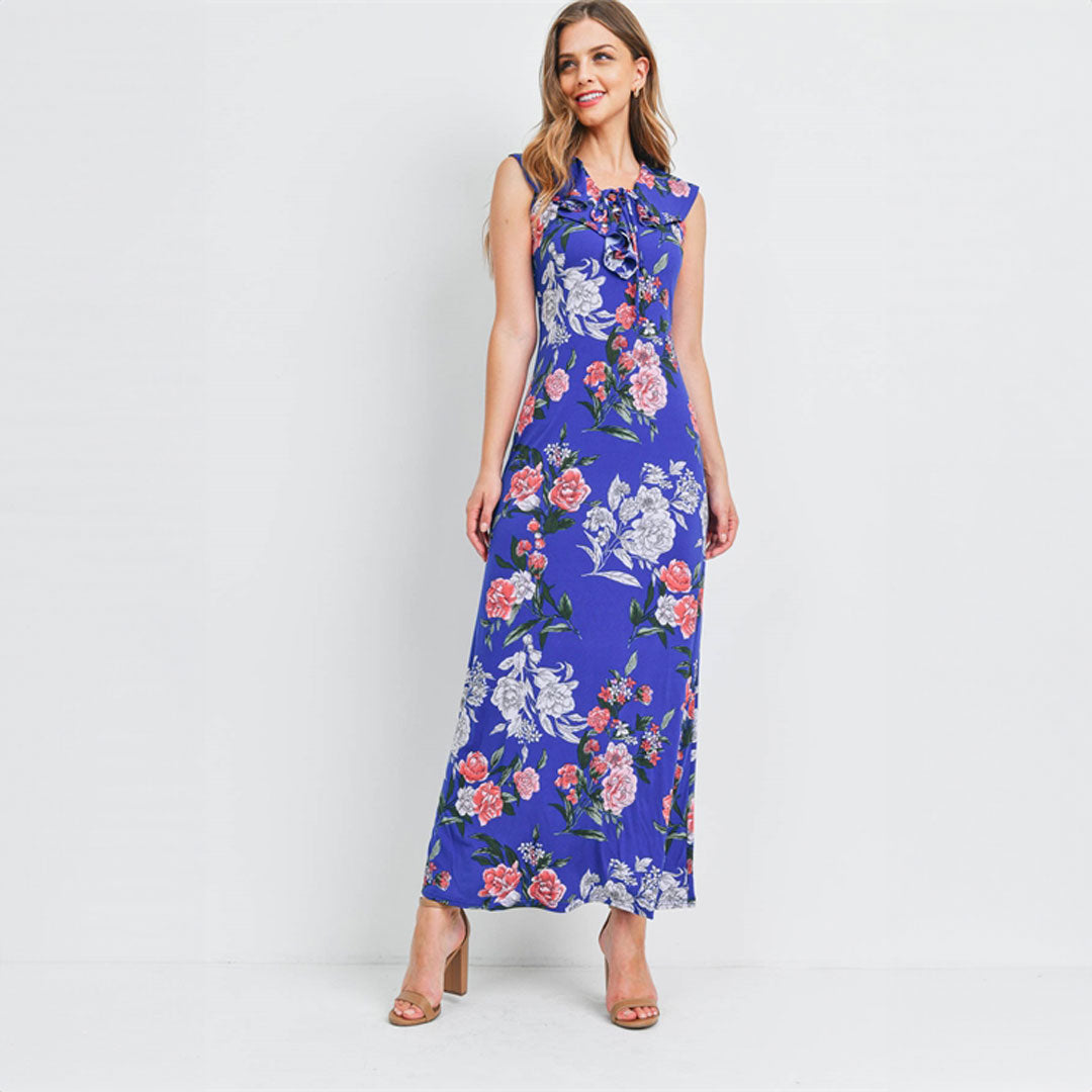 Royal Flower Maxi Dress, Dress, Dress, Floral, Maxi Dress, Royal Blue, Woman apparel, Womens clothing - Miah & Elliott