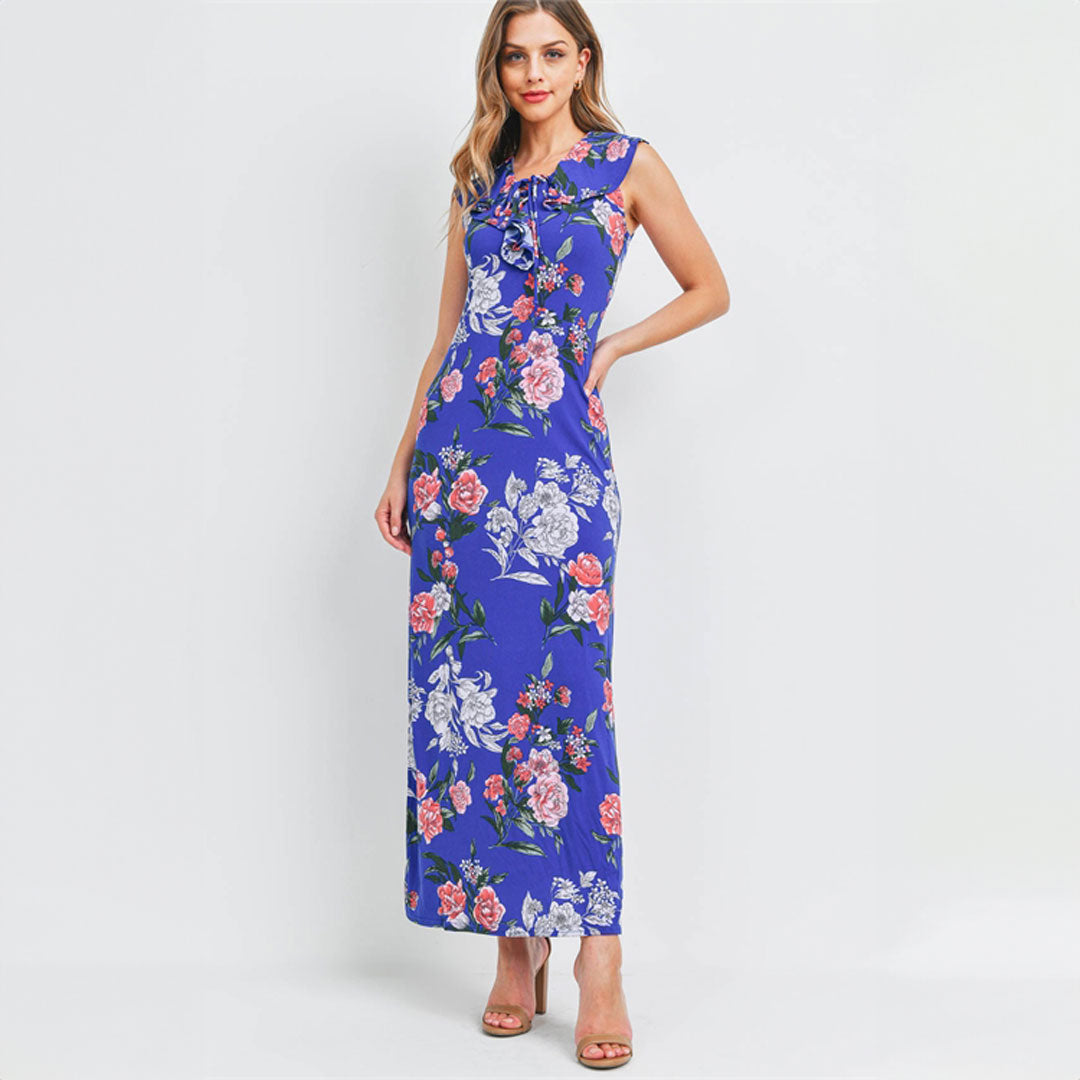 Royal Flower Maxi Dress, Dress, Dress, Floral, Maxi Dress, Royal Blue, Woman apparel, Womens clothing - Miah & Elliott