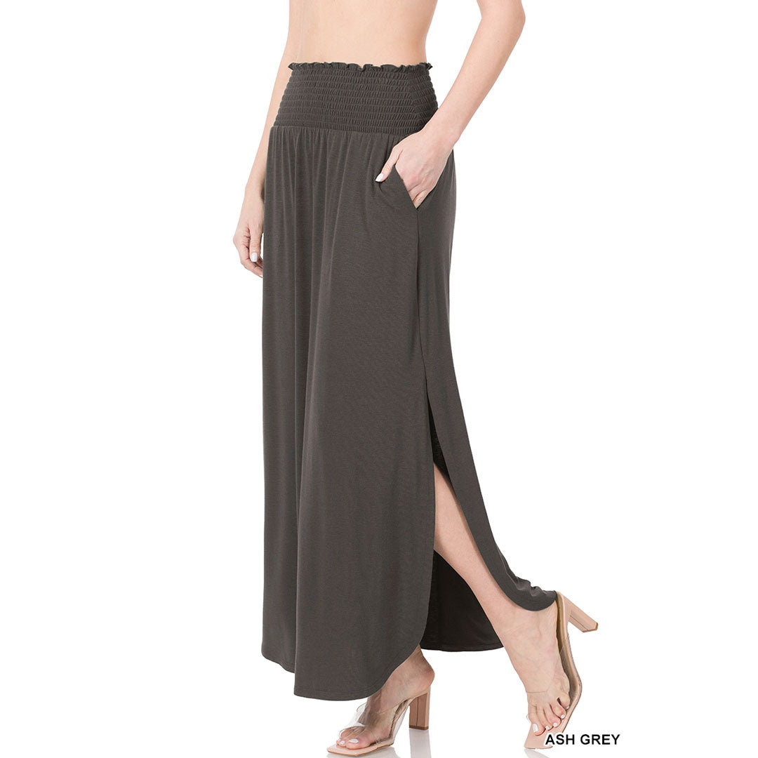 Side Slit Maxi Pocket Skirt, Skirts, Ash Grey, Curvy, Dress, Maxi, Skirt, Woman apparel, Womens clothing - Miah & Elliott