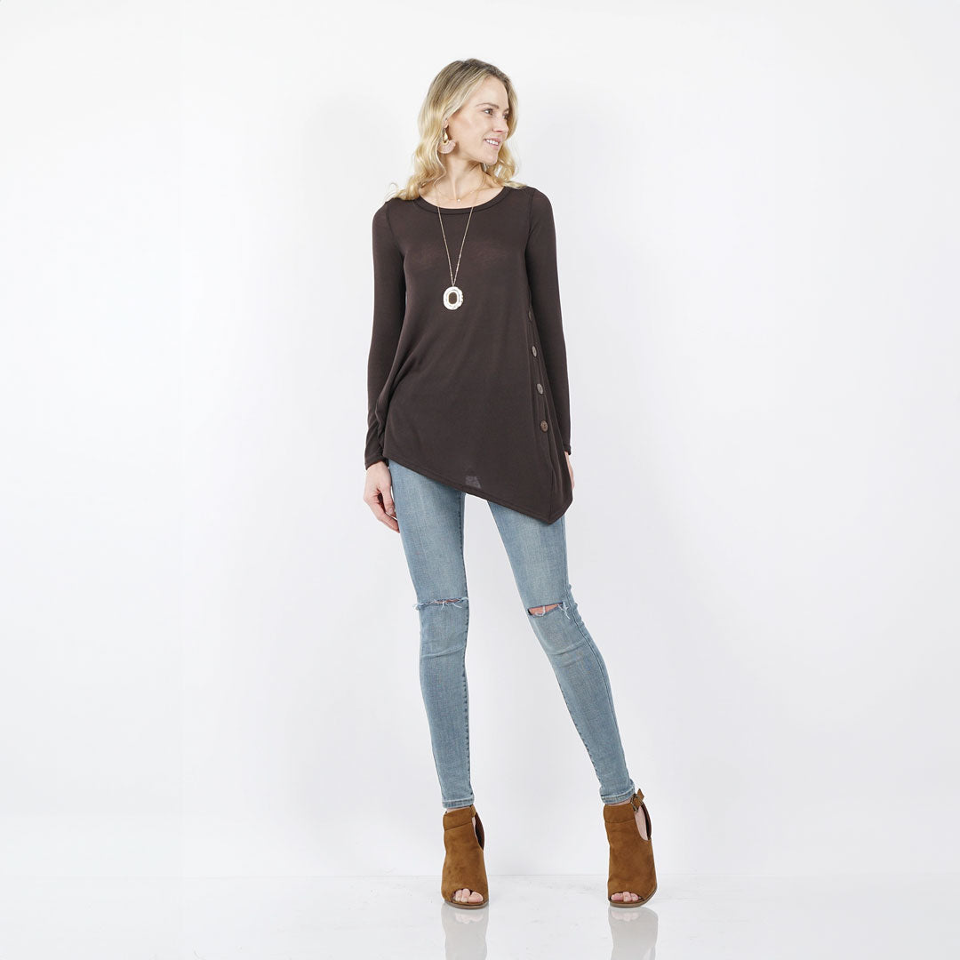 Cozy Knit Tunic Brown, Top, Cute top, Top, winter, Woman apparel, Womens clothing - Miah & Elliott