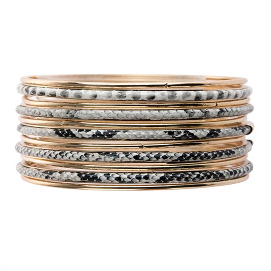 Snake Print Bangles Bracelet Set, Accessories, Accessories, Bracelet set, Snake Skin - Miah & Elliott