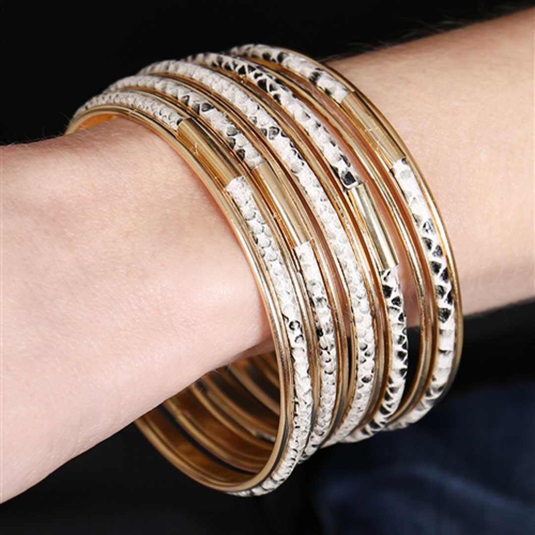 Snake Print Bangles Bracelet Set, Accessories, Accessories, Bracelet set, Snake Skin - Miah & Elliott