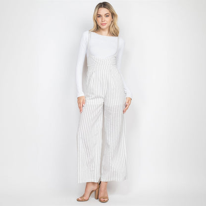 Black Stripes Overalls, Jumpsuit, Overalls, White, Woman apparel, Womens clothing - Miah & Elliott