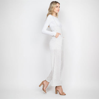 Black Stripes Overalls, Jumpsuit, Overalls, White, Woman apparel, Womens clothing - Miah & Elliott