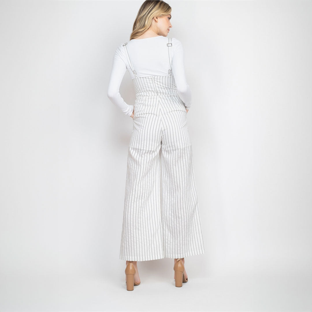 Black Stripes Overalls, Jumpsuit, Overalls, White, Woman apparel, Womens clothing - Miah & Elliott