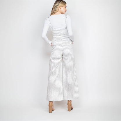 Black Stripes Overalls, Jumpsuit, Overalls, White, Woman apparel, Womens clothing - Miah & Elliott